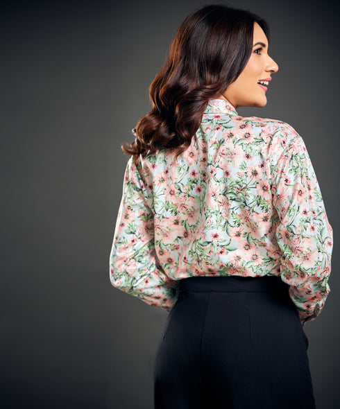 Satin Printed Long Sleeve Shirt